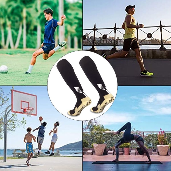 Athletic Sock Halkfria sportstrumpor för vuxna långa svarta KLB