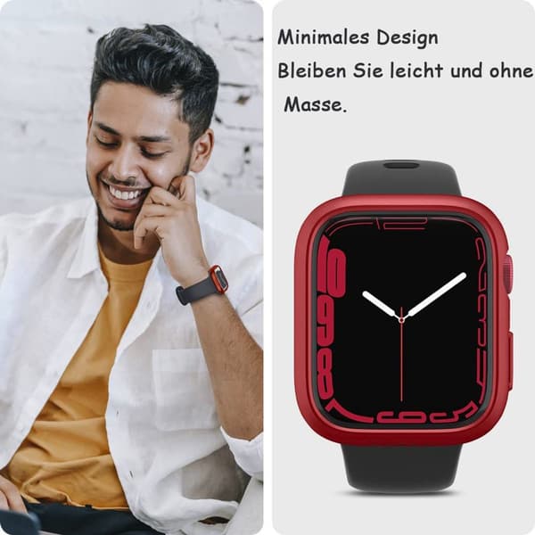 Slank pasform designet til Apple Watch Series 7 (45mm), Metallic Red