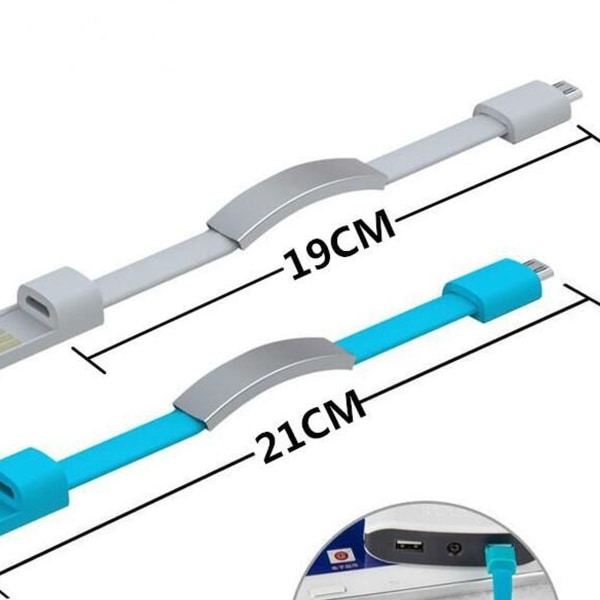 21cm Kreativt Bärbart Armband för iPhone Datakabel iOS Apple Blå