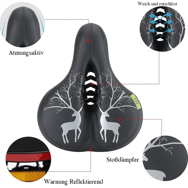Viewall pyörän satula, leveä geelipyörän satula heijastavilla nauhoilla, mukava KLB