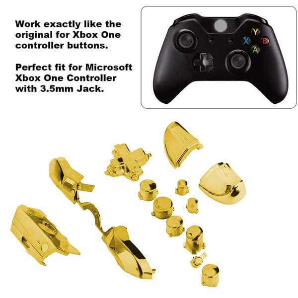 Komplett knappset för Xbox One / Elite-kontroller (3,5 mm förgylld KLB