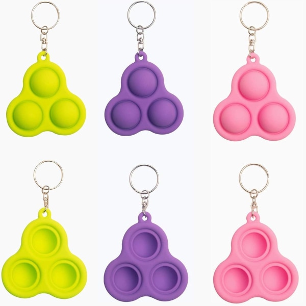 Mini Fidget Simple Dimple Legetøj Mini Nøglering Tidlig Malm Pink&Grøn&Lilla-3 KLB