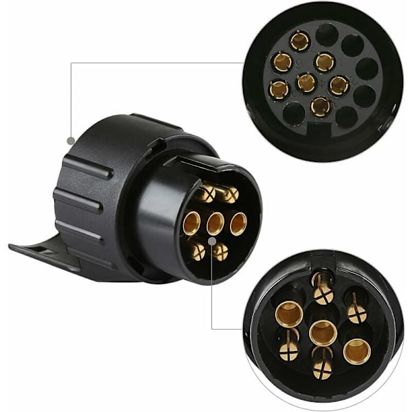 Tilhengerkontakt-adapter, Universal tilbehør, Vanntett 7-pinners til 13-pinners tilhengeradapter Kompatibel med bil og lastebil, T-Audace KLB