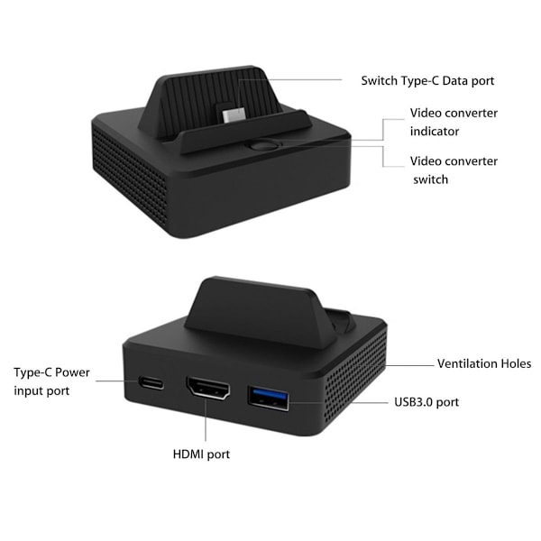 Portabel TV-dockningsstation Switch-omvandlare HDMI-laddningsstation för Nintendo Switch