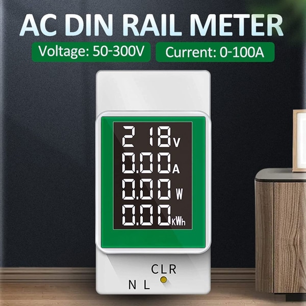 Elektricitetsmåler Wattmåler Multimeter PZEM-008 Elektricitetsmåler AC50-300V/100A Amperemeter Digi