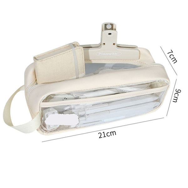 Pennal Etui Transparent Veske Markørveske Multifunksjonell Hvit KLB
