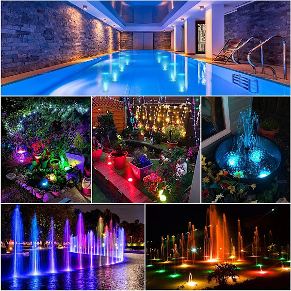 Sukellettava LED-valo, monivärinen RGB 10 LED-valo