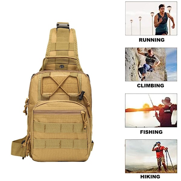 Taktisk skuldertaske egnet til rejser, vandreture, camping, khaki