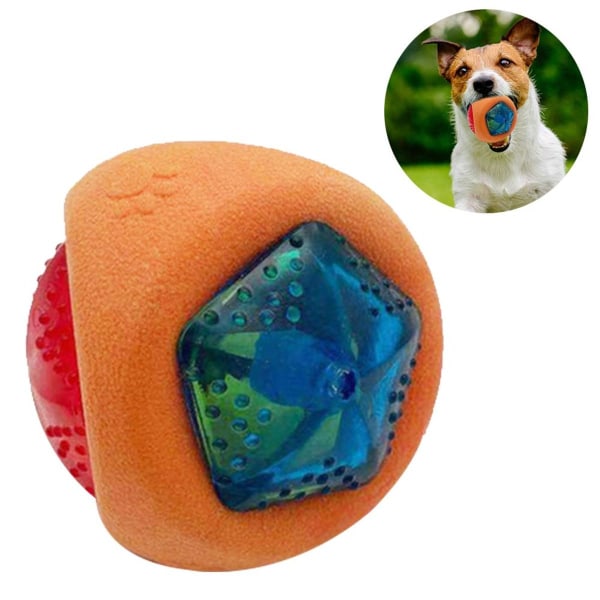 Hundleksaksboll med LED-ljus och pip, hundboll orange KLB