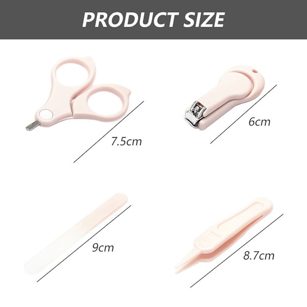 4 i 1 Säker Baby Nagelsats Uggla Box Nagelklippare Rosa KLB