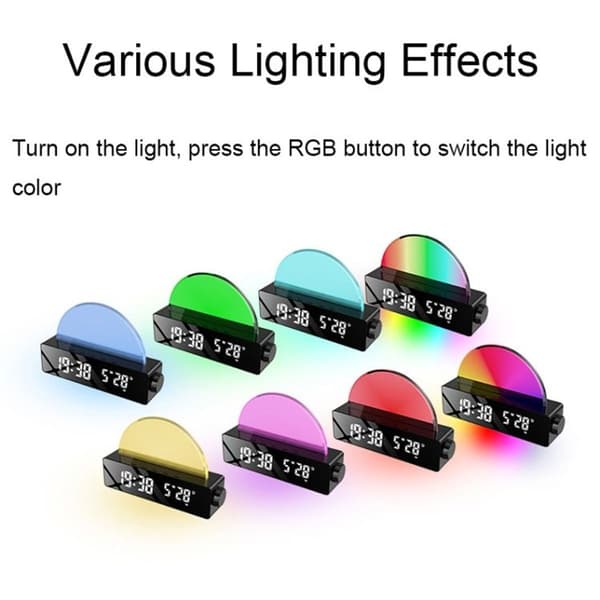 S286 Solnedgangslys, LED digital display, elektronisk klokke, USB-tilkobling, skrivebord