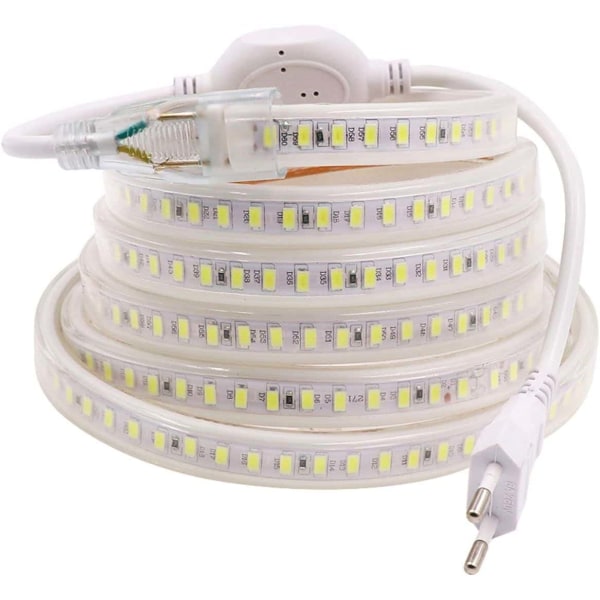 LED-nauha, LED-nauha, LED-nauha, kirkas LED-nauha 220V AC 2835 IP68 vedenpitävä 144 lediä/m 900LM, LED-nauhavalo valonauha (kylmä valkoinen, 8m)