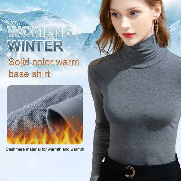 Afslappet turtleneck top i letvægts, blødt termisk materiale - Aulney grå
