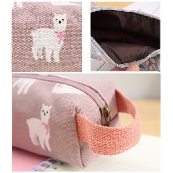 Pencil Case Stor Kapacitet Lærred Pen Pose Stående Form 1 KLB