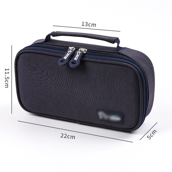 Compact Large Capacity Pencil Case Stationery Box Navy Blue KLB