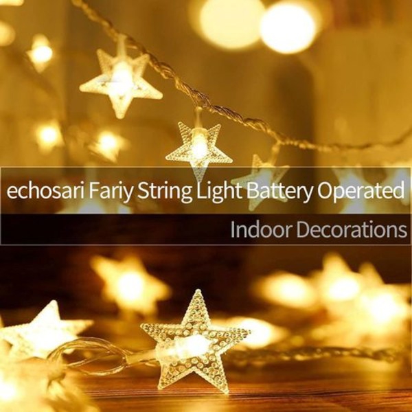 Stjärnsträng, 6M 40 LED Batteridriven Strömförsörjningssträng, Alla hjärtans dag Dekoration Blixt,
