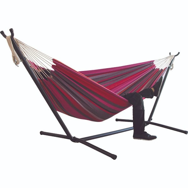 Dubbel hängmatta camping förtjockad stol balan oire utomhus hängande säng canvas stol ber ante utan hängmattsram 200*150cm(C)