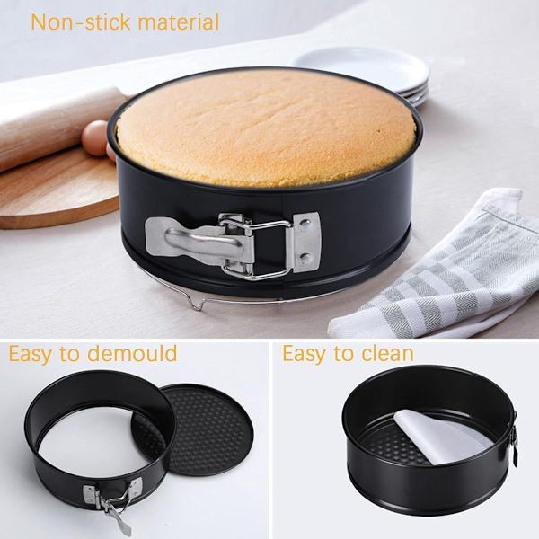 Sett med 4 springform-panner, 12/18/22/26 cm rund bakepanne-sett, kakeform med KLB