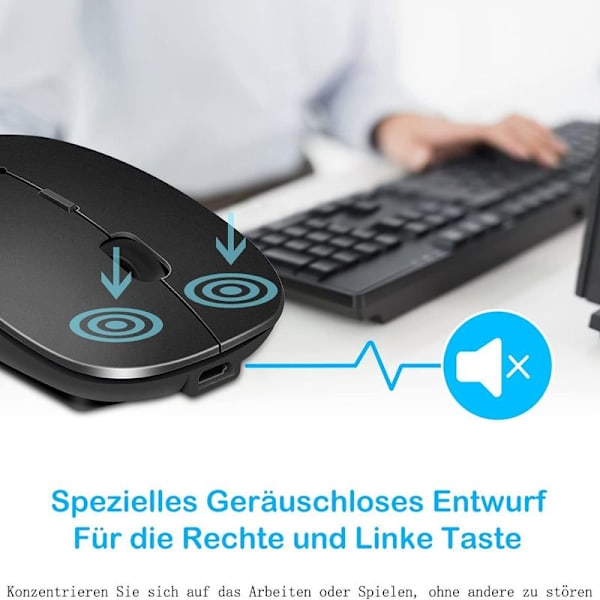 Bluetooth-mus - Genopladelig let trådløs mus kompatibel med