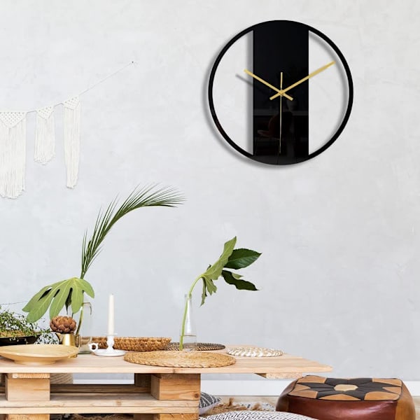 CC308 Sort Rund Ramme Væg Ur DIY Lydløs Moderne Design Væg Ure Velegnet Til Stue Kontor Kunst Dekoration-
