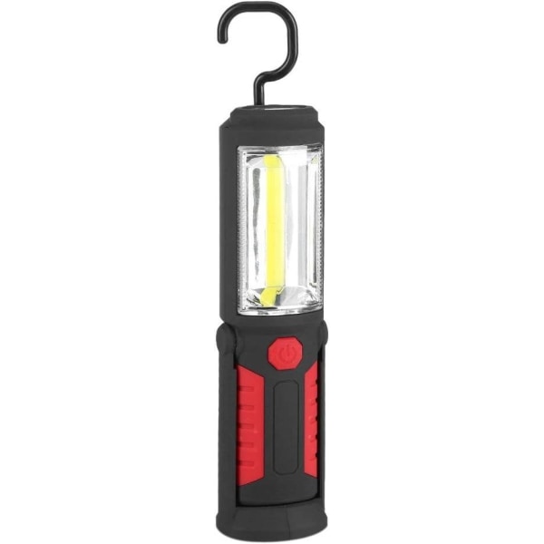 Genopladelig LED-arbejdslampe med magnetiske LED-lommelygter Lampe 2200mAh COB LED 650Lm til Auto Garage Værksted Camping DIY(Rød)