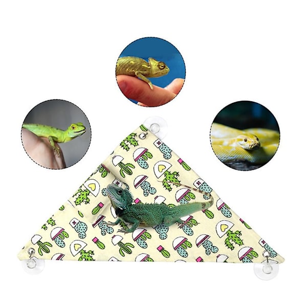 Reptil Hengekøye Swing Bed Lounger Stige med Klebrig Haken og Sugkopp Haken for Skjeggagam Leopard Gecko Rotte Firfisle (Beige)