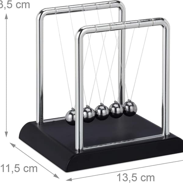 Newtons pendul, klassisk kuglestødspendul, 5 kugler, fysikdekoration til kontoret