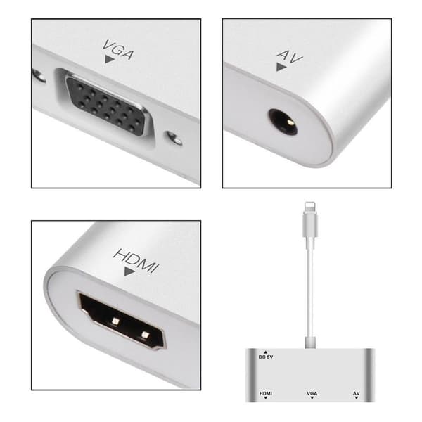 1080p Lightning til HDMI VGA Audio Video Adapter Konverter til Apple KLB