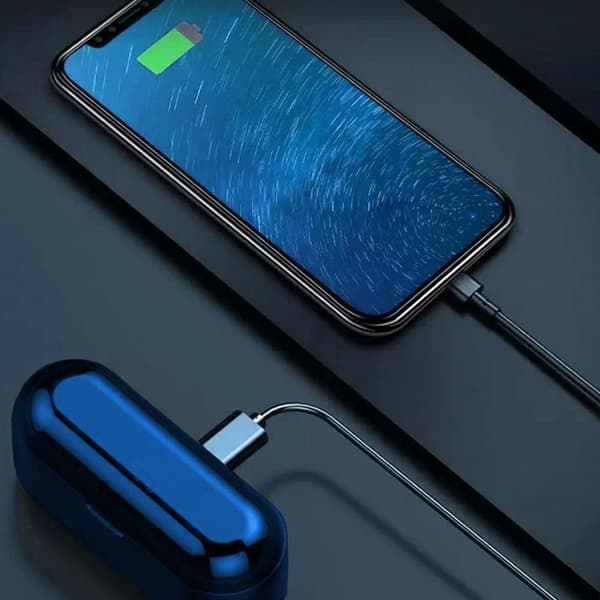 Trådløse Bluetooth 5.1 Oppladbare IPX5 Vanntett Ørepropper Marineblå