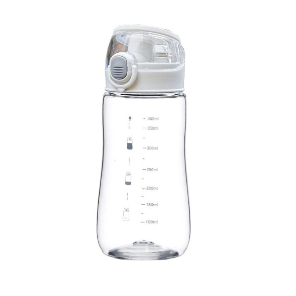 Klar plastik vandflaske, 15 ounce, hvid KLB