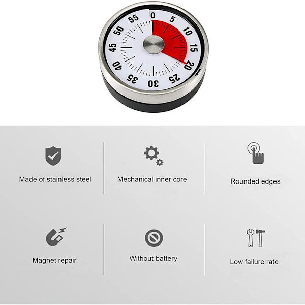 Kök timer, kock matlagningstimer med högt alarm, München vit
