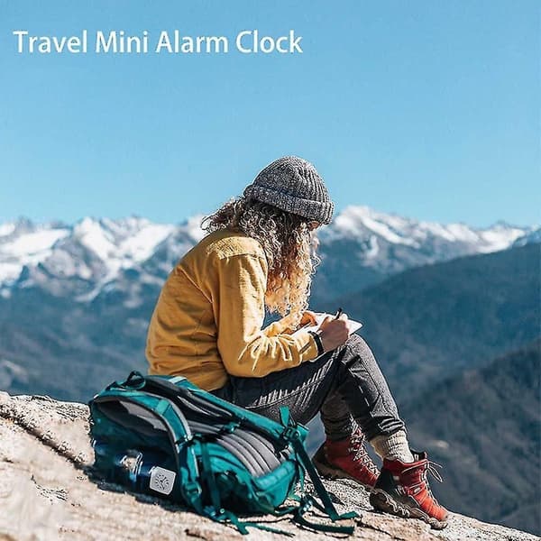 Ultraliten analog väckarklocka för resor: snooze- och ljusfunktion ingår