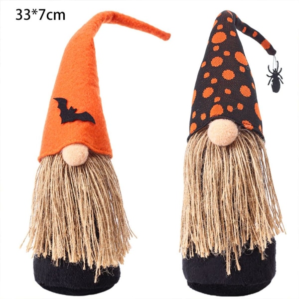 Halloween dvergflaggermus edderkopp ansiktsløs gammel mannsdukkedekorasjon KLB