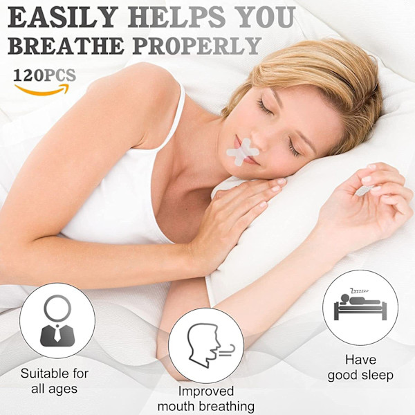 120 stk. Sleep Shut Up Tape Lindrer Tandgnidning Snorken