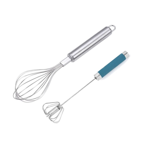 Vispset, Rostfritt Stål Äggvisp (Set om 2) Liten + Marinblå (Liten) KLB