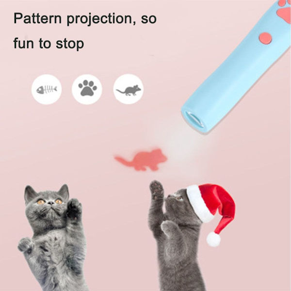 Katt Leksak Katt Fånga Interaktiv Röd Fisk LED Ljus Tass Stil Träning KLB