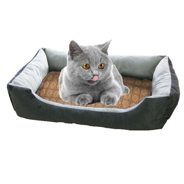 Ergonomisk hundebænk - 56 * 43 * 14cm hundekurv Sort grå (måtte) KLB