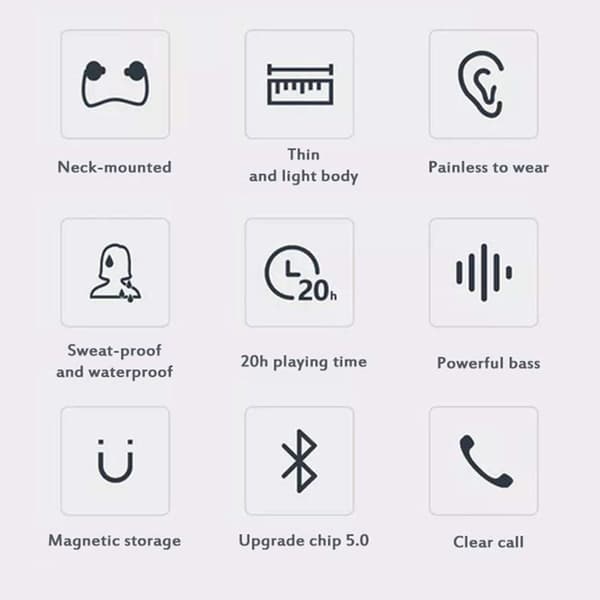 Bluetooth-hodetelefoner sport i øret, Bluetooth 5.0 hvit