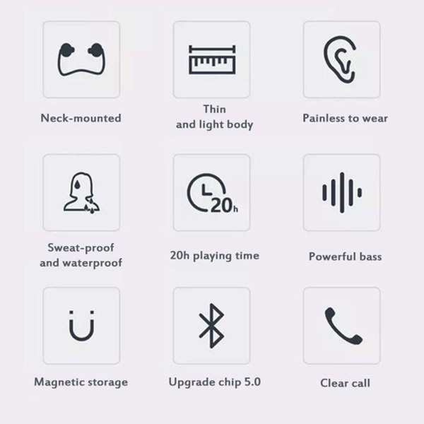 Bluetooth-hörlurar sport i örat, Bluetooth 5.0 vit