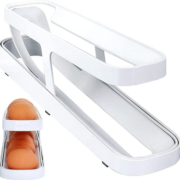Rullende eggbrett, kjøleskap eggstativ 2 nivåer