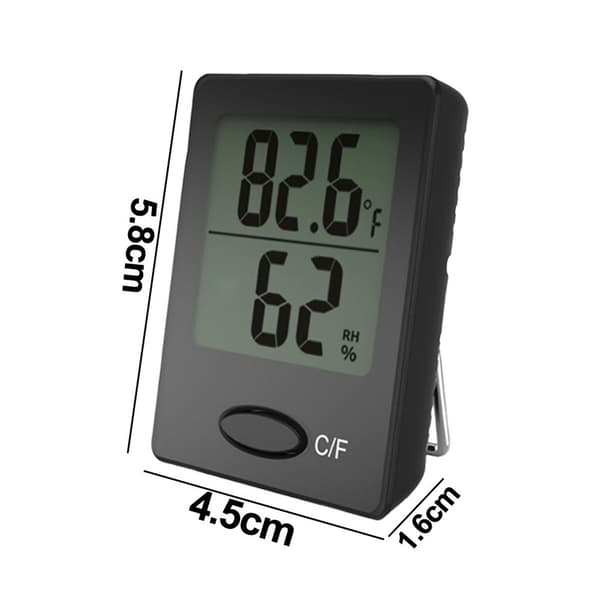 Digital trådløs termometer hygrometer indendørs fugtighed sort etui