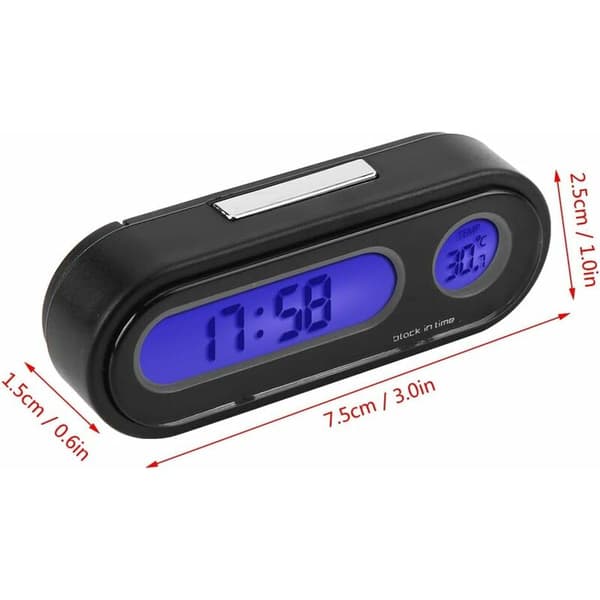 Biltermometer Voltmeter Ur, 2 i 1 Bil Indvendig Mini Elektronisk Ur LED Digital Ur Termometer Voltmeter KLB