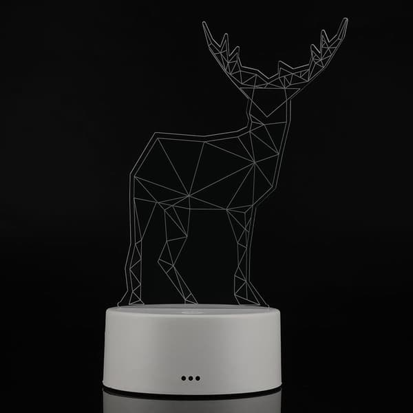 3D Elgmønster Natlys Akryl Panel Lampe Base + USB KLB