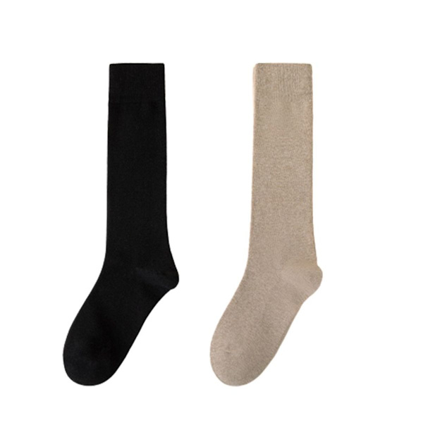 Kunstskøjtesokker, lyse knæhøje sokker (læg sokker) sort + khaki KLB