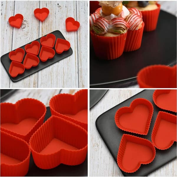 12xSilikone muffinform med hjerteformet cupcake bageform