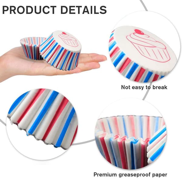 Pakke med 200 fedtsikre papir cupcakeforme, stil 4 KLB