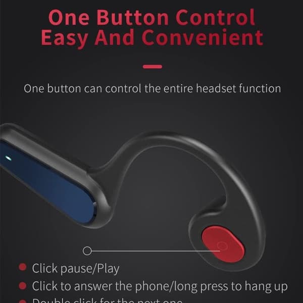 Bone Conduction-hovedtelefoner, trådløse Bluetooth-hovedtelefoner, sort