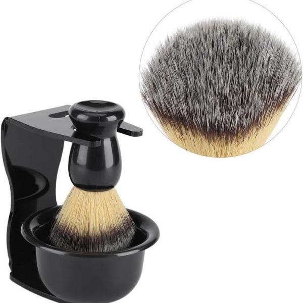 Barbersett med barberkost og stativ i rustfritt stål
