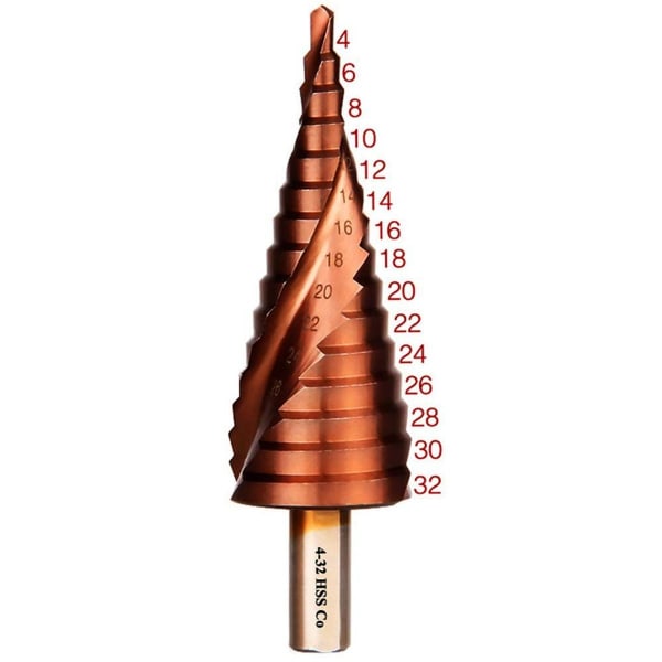 Mengshen kobolt trin-bor 4-32 mm spiralrille, HSS M35 udskæring forstørre rustfrit stål