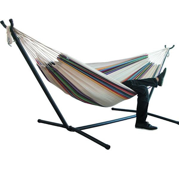 Dubbel hängmatta camping förtjockad balan stol oire utomhus hängande säng canvas stol ber ante ramlös hängmatta 200*150cm(B)